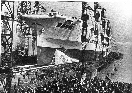 Launch of H.M.S. Ark Royal, 13th April 1937.