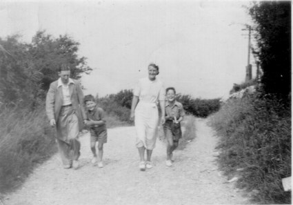 George, Norman, Doris and Reg near Ballasalla, Isle of Man, 1939.