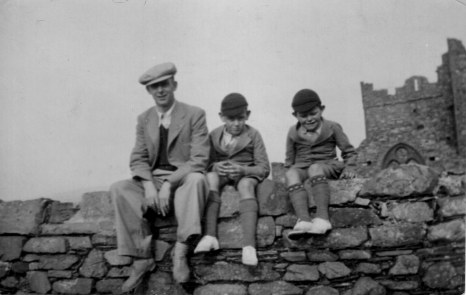 George with Reg and Norman at Peel Castle, Isle of Man, 1939.