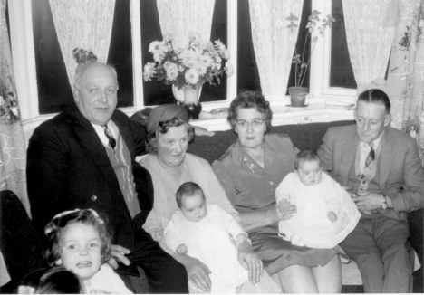 Christening of Diane and Alison, 12 Tudor Road, Hunts Cross, Sunday 19th November 1961.